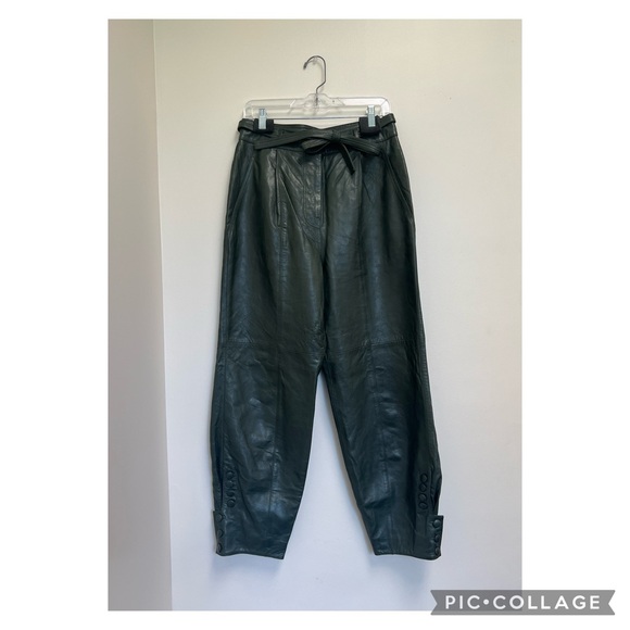 Ulla Johnson Navona High-Rise Leather Pants. Size 8.
Color-Green - Picture 5 of 11